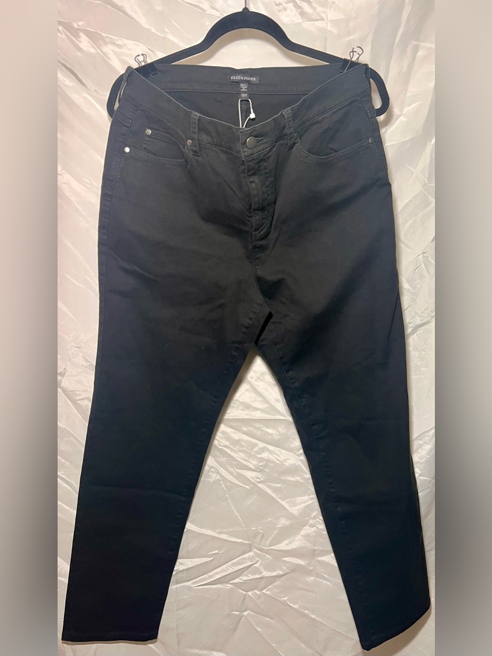 Eileen Fisher NWT Black Organic Cotton Slim Ankle Jeans size medium